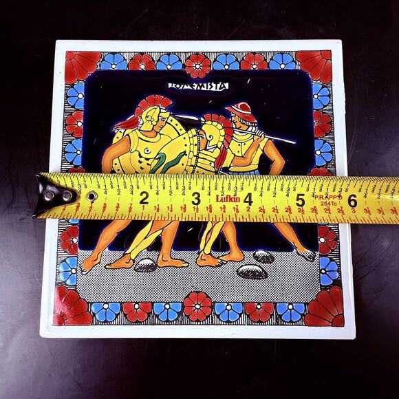 ORMI Greece 6” Ceramic Tile Hoplite Warrior Battle Scene Hand Painted Greek Art - Picture 5 of 6
